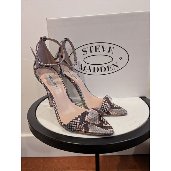 Steve Madden SANE SNAKE Heels – Size 7.5, 4" Stiletto, Snakeskin Print, - Picture 2 of 9